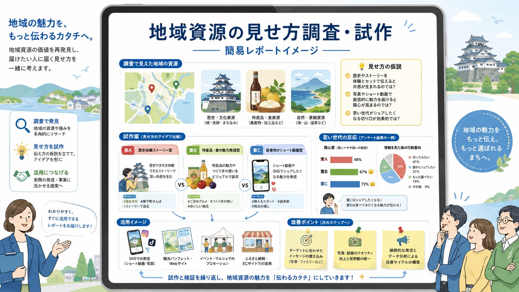 地域資源の見せ方調査・試作の簡易レポートイメージ