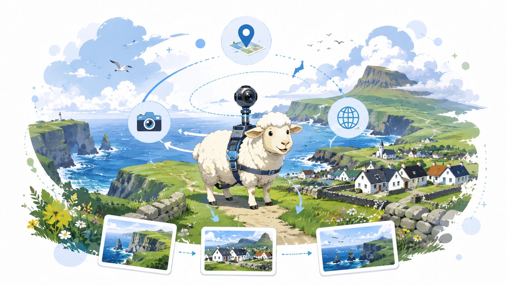 フェロー諸島のSheep View 360を参考にした地域資源コンテンツ化のイメージ
